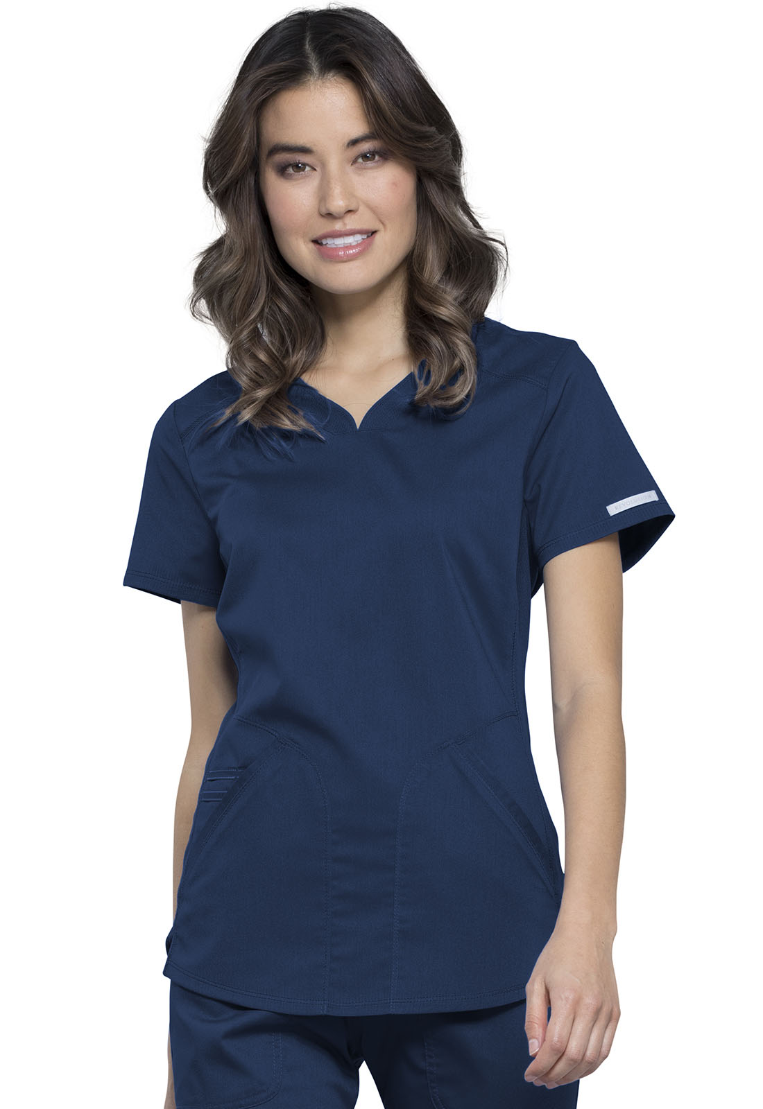 Revolution WW601 Ladies Sporty V-Neck 2 Pocket Scrub Top with Stretchy Side Panels by Cherokee Workwear-Cherokee Workwear