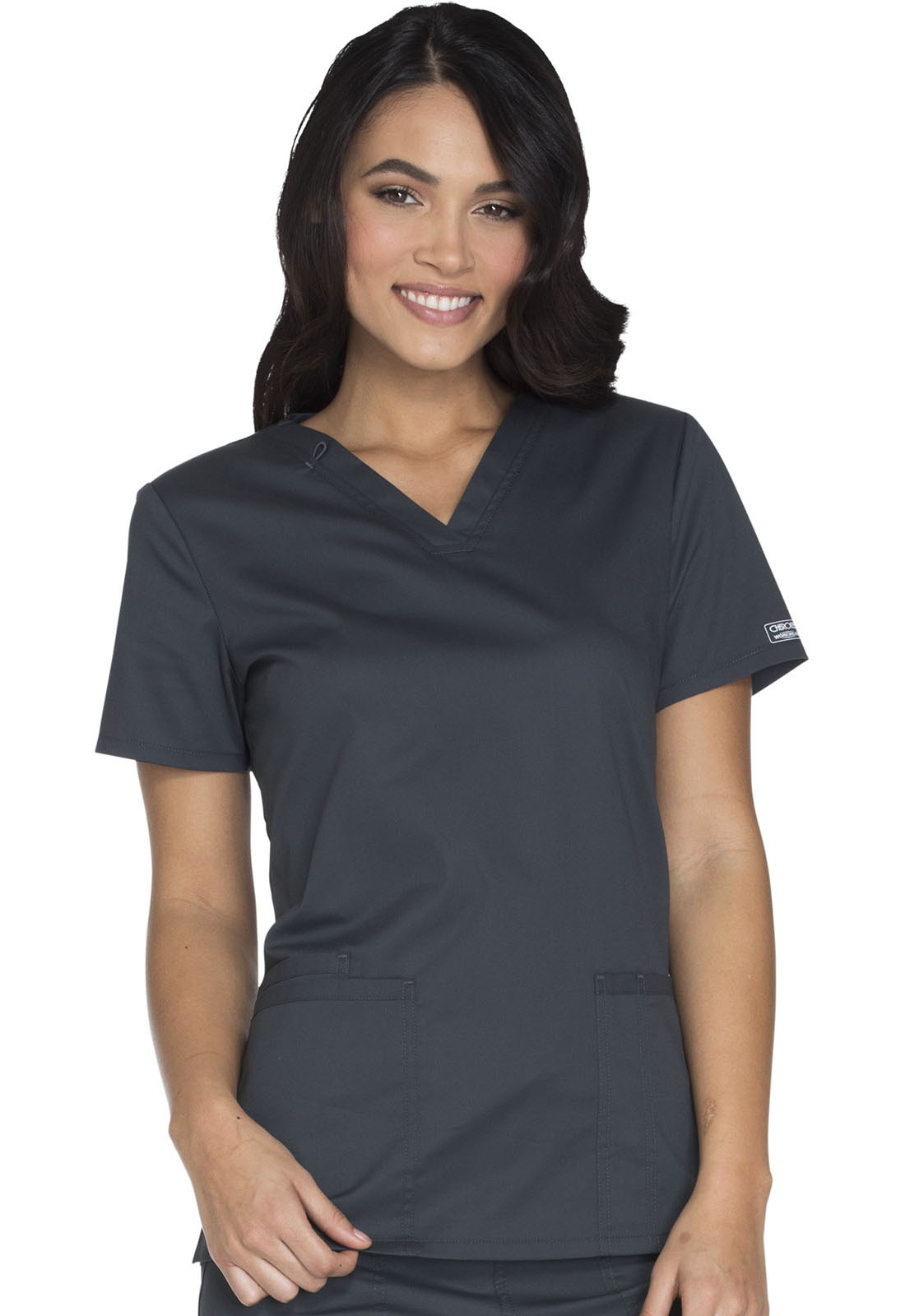  Core WW630 Ladies 2 Pocket Stretch V-Neck Nursing Scrub Top by Cherokee WorkWear-Cherokee Workwear