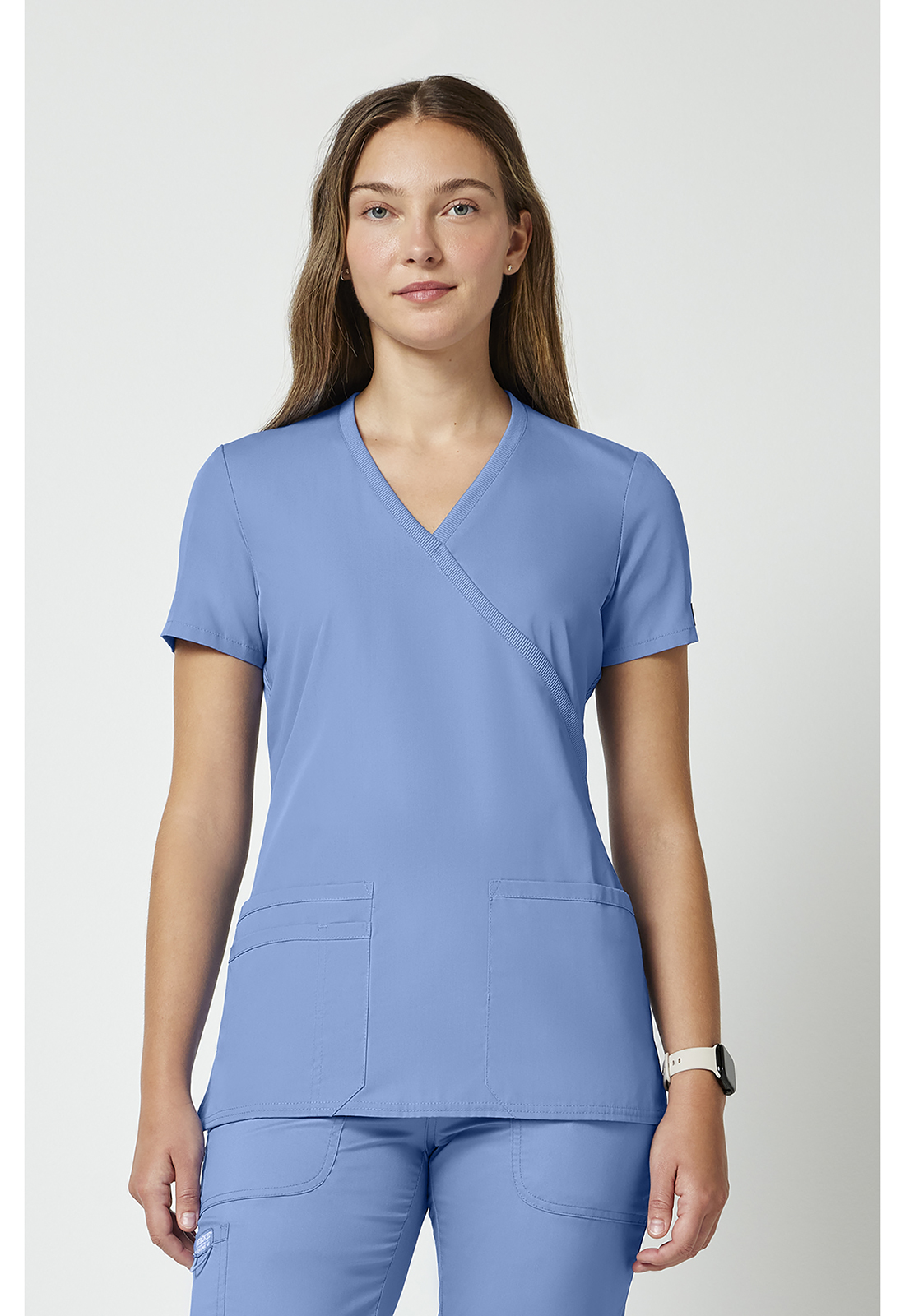 ‘Originals WW650 Women‘s 3 Pocket Mock Wrap Stretch Knit Panel Scrub Top by Cherokee WorkWear WSL-CHEROKEE