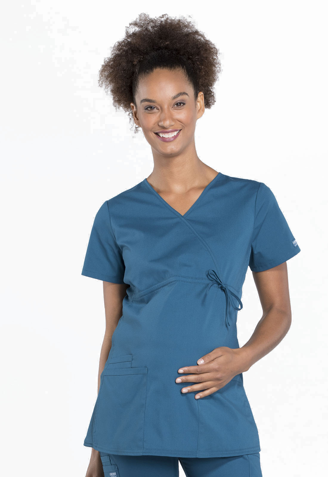 Cherokee Workwear Medical WW Professionals Maternity Maternity Mock Wrap Top-Cherokee Workwear