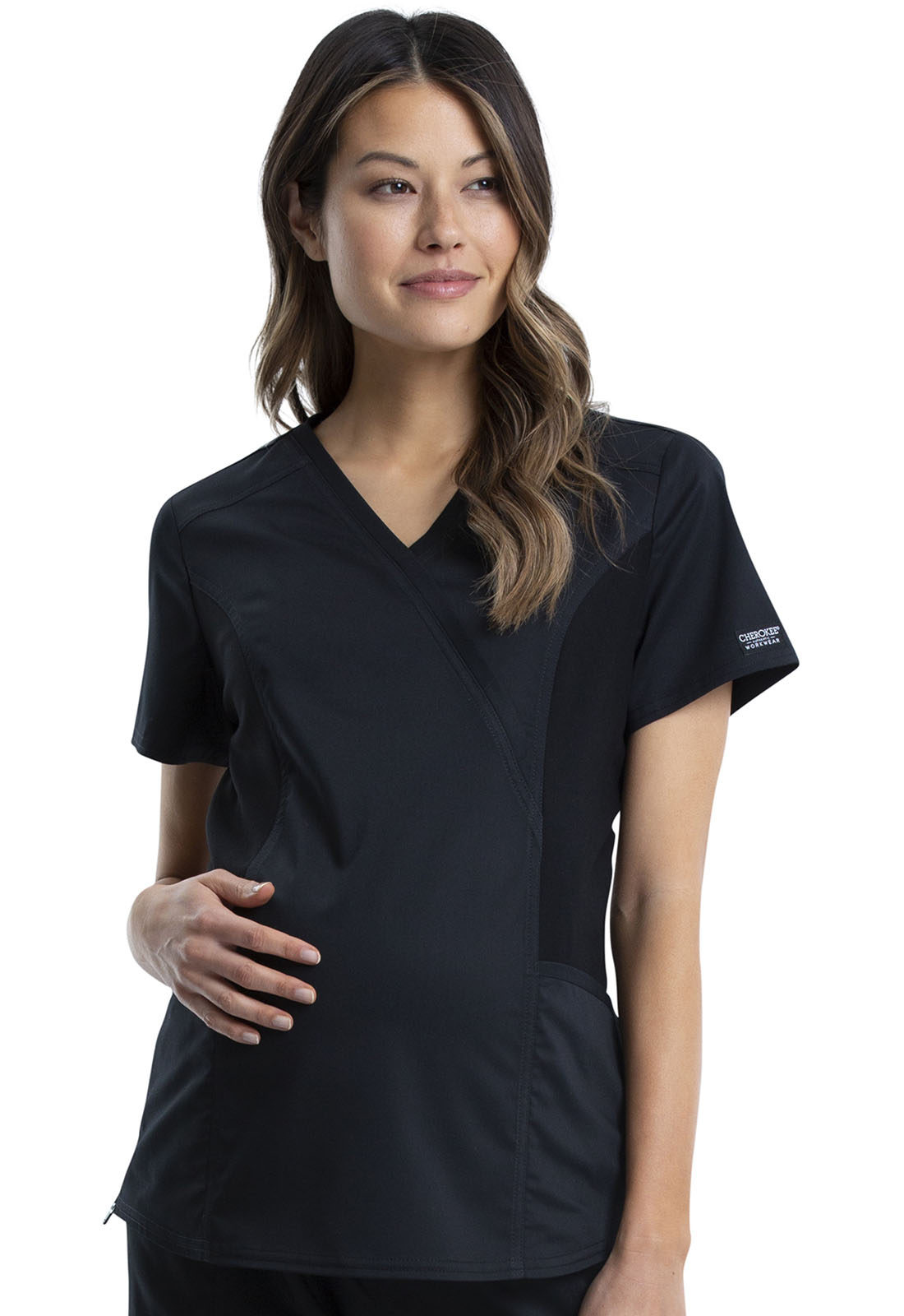 Maternity Mock Wrap Top-Cherokee Workwear