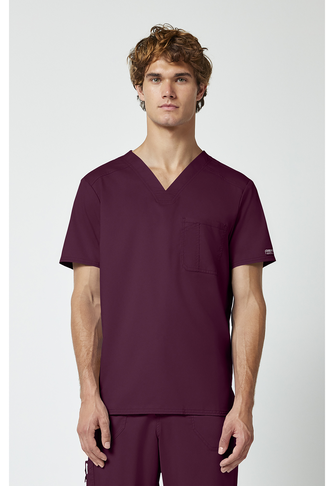 Revolution WW690 Men‘s 29‘‘ Fade Resistant 1 Pocket Easy Flex Scrub Top with Extra Pen Pocket and Side Vents-Cherokee