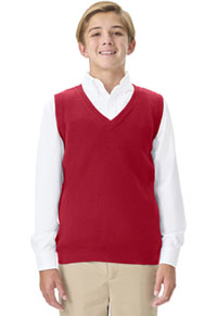 Youth Unisex V- Neck Sweater Vest - Red