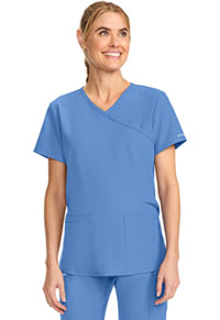 Maternity Mock Wrap V-Neck Top - Ciel Blue