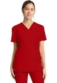 Women's 2-Pocket V-Neck Top - RED