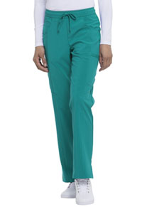 Mid Rise Straight Leg Drawstring Pant - Teal Blue