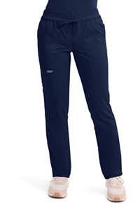 Mid Rise Tapered Leg Drawstring Pant - Navy