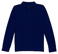 Girls Long Sleeve Fitted Interlock Polo - Dark Navy