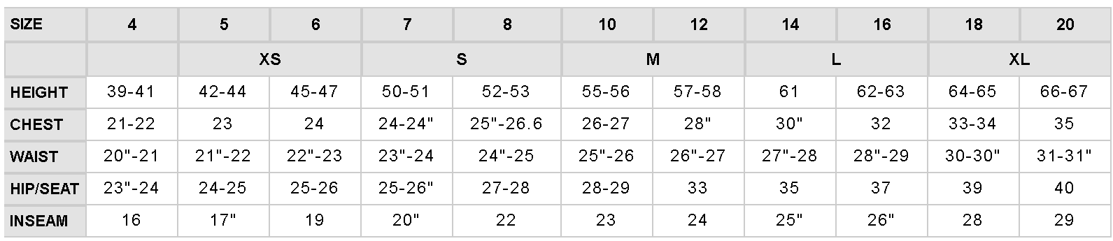 SizeChart